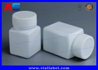 Bottiglie di pillola di plastica bianche 50ml della farmacia dell'ANIMALE DOMESTICO con forma quadrata del coperchio a vite