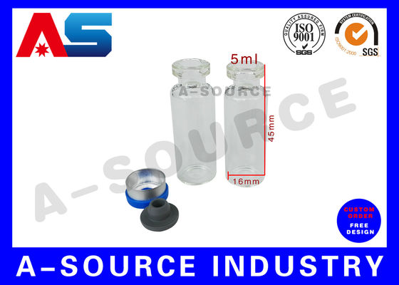Flacone di vetro da 5 ml, piccoli flaconi di vetro con tappo in gomma e cappuccio in plastica di alluminio 13# per peptidi/Sarms