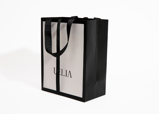 Sacco di carta boutique di lusso bianco stampato personalizzato 250g per vestiti