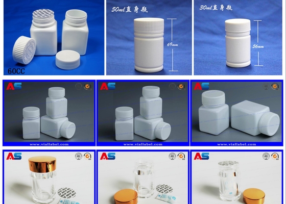 Cappuccio a vite a prova di bambino Bottiglie di plastica per pillole Piccole bianche Per compresse Capsula Imballaggio farmaco bottiglie di pillole