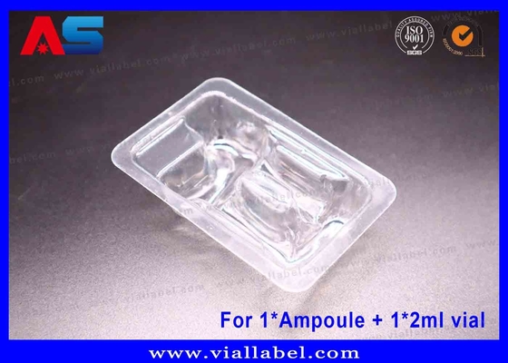 Telaio trasparente con vesciche di PET con doppia camera di imballaggio sicuro per ampolla da 1 ml e flaconcino da 2 ml. Certificato ISO, 12+ anni di esperienza nell'esportazione