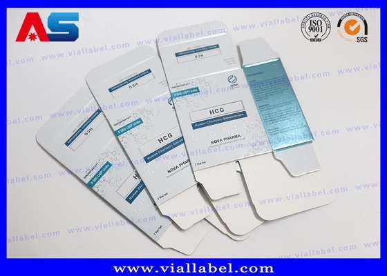Scatole di flaconcini HCG incisi con laser (57x57x25mm) con inserto di bolle in PVC. MOQ 500. Prezzi diretti di fabbrica.