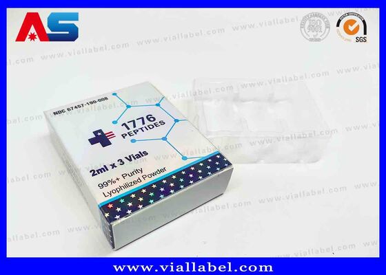 Scatola Piccola Laser Olografica BPC, Scatola Farmaceutica per 2 Flaconi da 3ml con Stampa