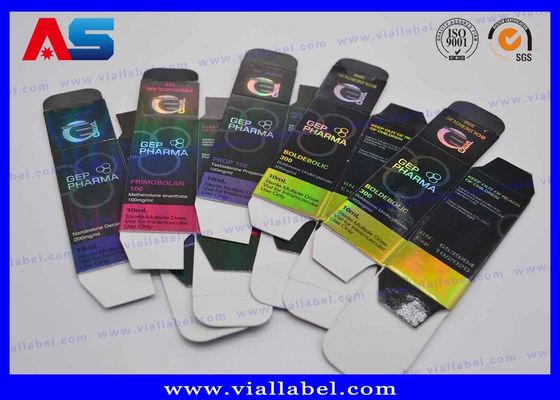 Scatola di imballaggio ologrammi pieghevole per flaconcini di vetro peptidici 2 ml 10 ml 20 ml 30 ml flaconcini per bodybuilding