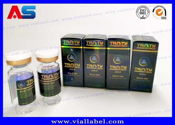 Scatole e etichette per piccole bottiglie da laboratorio a colori Panton con ologramma laser, scatole per imballaggio per bodybuilding