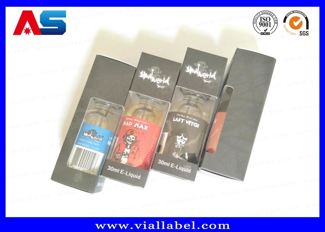 Scatola da 30 ml per stampa di liquidi elettronici, scatole personalizzate per piccoli imballaggi con finestra trasparente, design gratuito, finitura nera opaca