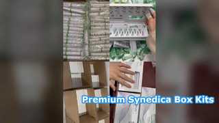 Kit scatola Synedica con penne verdi, cartucce da 3 ml, 12 aghi e foglietti illustrativi